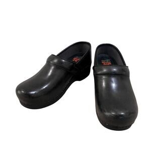 Dansko Shoes Womens Size 37 Black XP Leather Clogs Slip On Professional Work